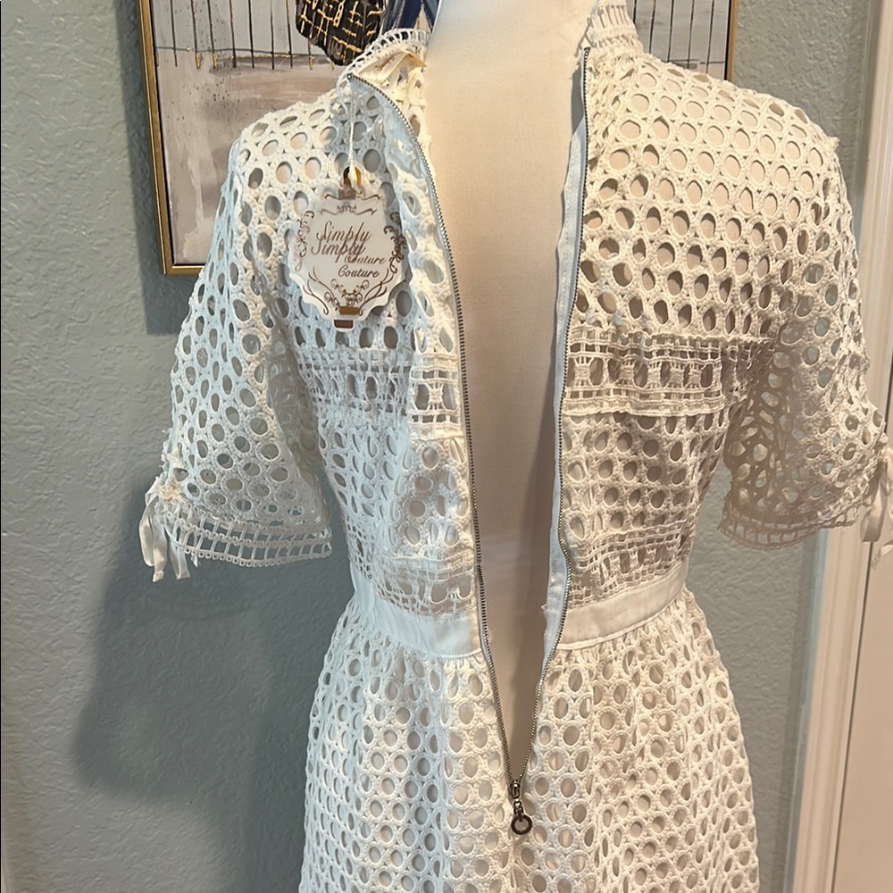 Simply Couture Sz Large (Juniors) White A-Line Lace Midi Dress • NWT! - Picture 8 of 12
